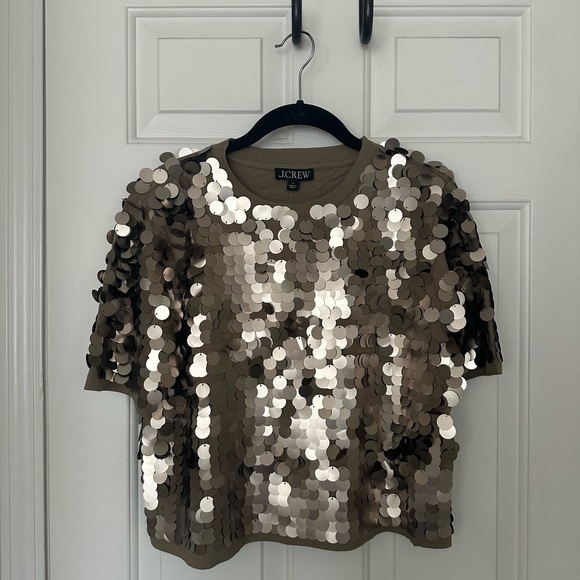 J. Crew Tops - J. Crew Women's Short Sleeve Sequin Tee - Metallic Gold